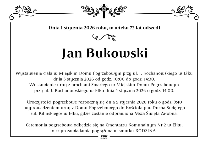 Jan Bukowski - nekrolog